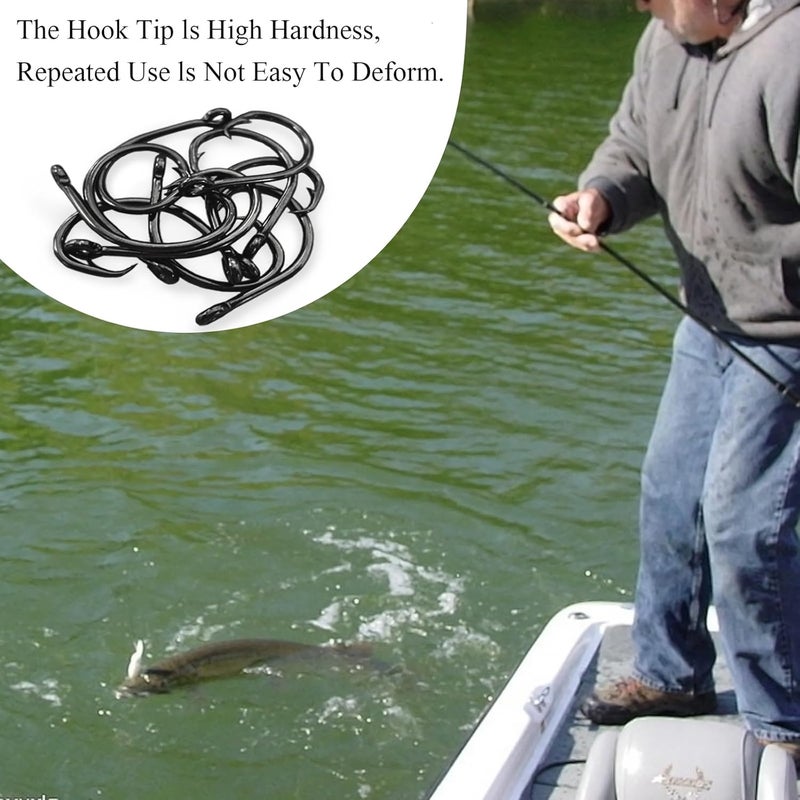 HSYMQ 10PCS High-Carbon Steel Circle Hooks Barbed Fishing Hooks with Holes, Freshwater and Saltwater Fishing Hooks for Tuna, Catfish, Bass - Image 5